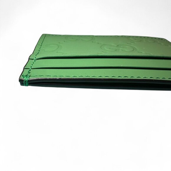 GUCCI Rubber Jumbo GG Leather Card Holder, Green, Unisex, Like New - Picture 8 of 11